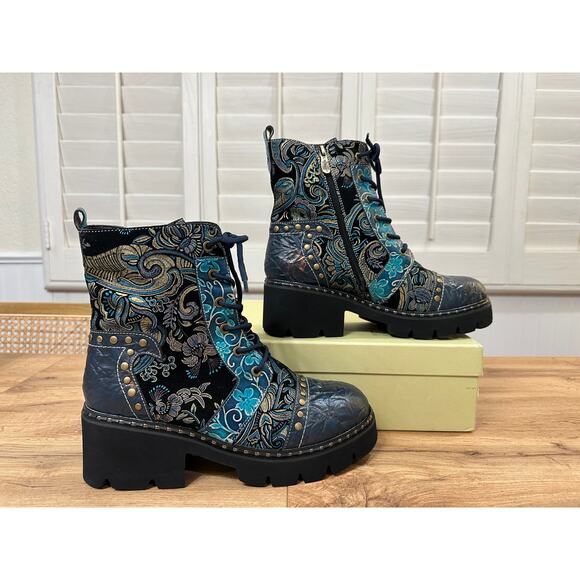 Spring Step L'Artiste Severity Blum Boots Blue Multi Size 10.5/11 US 42 EU NWB - Picture 2 of 16
